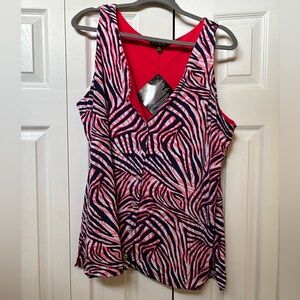 Iman Reversible2/in1Tank,🦓Red/Zebra, Size 1X